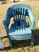4-stack chairs, green faded