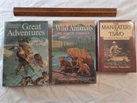 Three Adventure volumes, hardcovers.