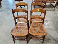 4 cane seat chairs, 1 different