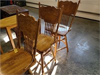 3 oak bar stools, 24"