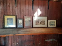 5 Antique various frames with prints