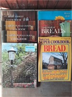 Cookbooks and bread making, 7 volumes.