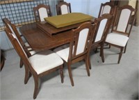 Art Van oak dining room table with 8 chairs, 1