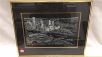 Framed/Matted View of Pittsburgh and Three Rivers