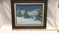 Framed Canvas Oil Winter Scenery Painting