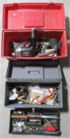 (2) Handheld tool boxes with various garage