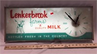 Lenkerbrook Farms Milk Sign and Clock, lights and