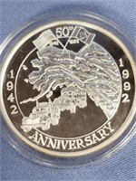 1992 1oz. .999 silver round commemorating 50 years