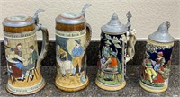 4pc German Ceramics Steins