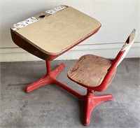 Red School Desk With Chair