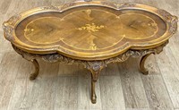 Book Matched Grain Hand Carved Coffee Table