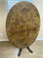 Wooden Oval Tilting Top Pedestal Table