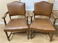 2pc Vinyl Padded Leather Wooden Frame Chairs