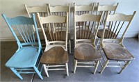 8pc Wooden High-back Spindle Chairs
