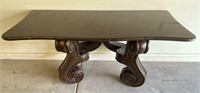 Wooden Top, Decorative Scroll Base Hall Table