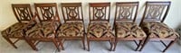 6pc Wooden Frame Hi Back Dining Chairs