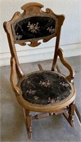 Velvet Padded Wood Frame Rocking Chair