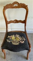 Wooden Frame Cross Stitch Seat Chair