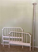 White Wooden Spindle Headboard, Footboard, Frame