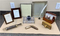 Office Items: Blotter, Inkwell, Letter Openers
