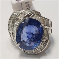 Certified Blue Sapphire(6.6ct) Diamond(2.3ct) Ring