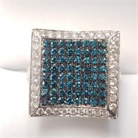 Certified 14K Blue Diamond(0.64ct) White Diamond(0