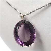 Certified 14K Amethyst(28ct) Necklace