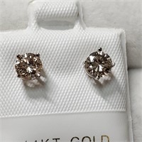 Certified 14K Diamond(0.8Ct, I2-I3, I-J) Earrings