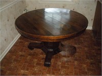 Oak Veneer Kitchen Table, 48 in. Diam.