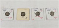 Lot Of 4 U S Mercury Silver Dimes, All San Fran.