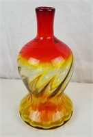 Decorative Red & Gold Colored Art Glass Vase