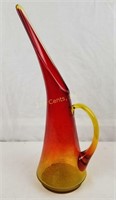 Decorative Red & Gold Colored Art Glass Pitcher