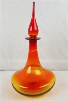 Decorative Red & Gold Colored Art Glass Decanter