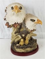 Bald Eagle Heads & Nest Resin Figure, 16" Tall