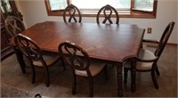 Ornate Solid Wood Dining Table Set W/ 6 Chairs