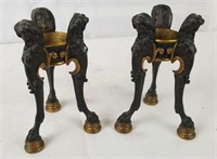 Pair Of Cast Metal Claw Foot Candle Holders