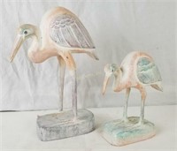 Pair Of Painted Wood Bird Figures