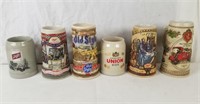 Lot Of 6 Ceramic Beer Mugs - Miller, Schlitz Etc.