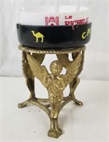 Cast Metal Winged Figures Ashtray Holder Stand