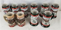 Lot Of Budweiser Clydesdale Ceramic Beer Mugs