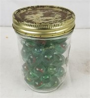 Mason Jar Full Of Collectable Marbles
