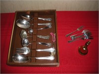 Misc Silver Plate w/butler bell and dovetail box