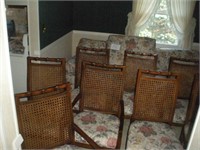8 Cane Back Bamboo Look Chairs