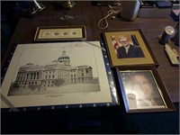 2 POLITICAL PICTURES, STATE CAPITAL DRAWING, ETC