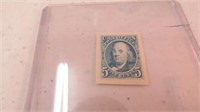 1847 BEN FRANKLIN 5 CENT STAMP - TRIAL COLOR BLUE