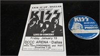 2PC 1992 KISS BACKSTAGE PHOTO PASS AND HANDBILL