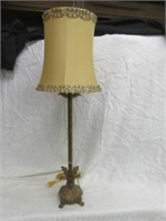 CANDLESTICK PARLOR LAMP WITH JEWELED SHADE