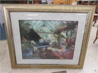 LARGE FRAMED PIANO ROOM PRINT 49"T X 59"W
