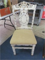 CARVED DISTRESSED SIDE CHAIR