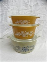 3PC PYREX COVERED DISHES - LIDS AS IS